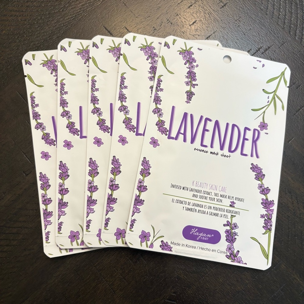 Hayan Lavender Essence Mask Sheet K-Beauty Skin Care (5 Pack) Made in Korea